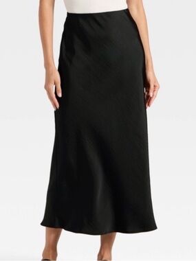 Black Maxi Slip Skirt, Small